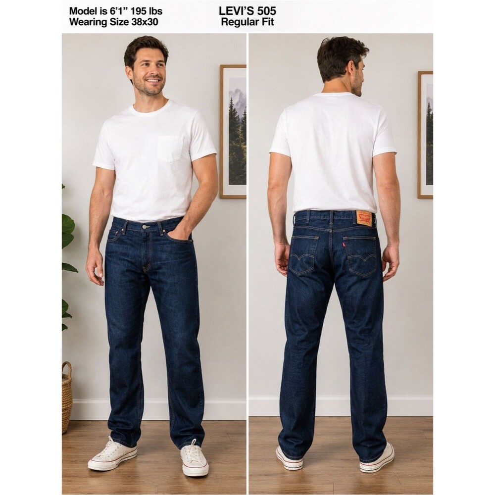 Levi’s 505 Regular Fit Jeans Men’s 38x30 Dark Wash Straight Leg Denim
